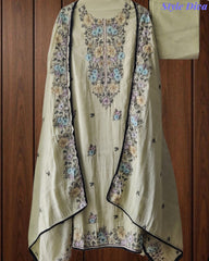 Mul Cotton Unstitched Suit with Overall Colorful Embroidery & Embroidery Dupatta