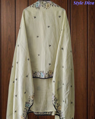 Mul Cotton Unstitched Suit with Overall Colorful Embroidery & Embroidery Dupatta