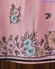 Mul Cotton Unstitched Suit with Overall Colorful Embroidery & Embroidery Dupatta