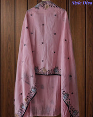 Mul Cotton Unstitched Suit with Overall Colorful Embroidery & Embroidery Dupatta