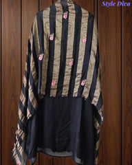 SD1108 - Premium Twill Burberry Unstitched Suit Set with Overall Embroidery & Crochet Lacing