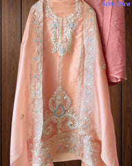 SD1114 - Elegant Shimmer Tissue Unstitched  Suit with Overall Gotta Work, Embroidery & Matching Dupatta