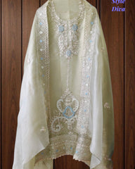 SD1114 - Elegant Shimmer Tissue Unstitched  Suit with Overall Gotta Work, Embroidery & Matching Dupatta