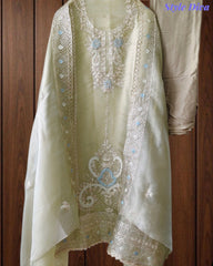 SD1114 - Elegant Shimmer Tissue Unstitched  Suit with Overall Gotta Work, Embroidery & Matching Dupatta