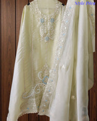 SD1114 - Elegant Shimmer Tissue Unstitched  Suit with Overall Gotta Work, Embroidery & Matching Dupatta