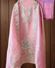 SD1114 - Elegant Shimmer Tissue Unstitched  Suit with Overall Gotta Work, Embroidery & Matching Dupatta