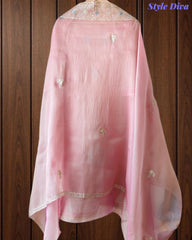 SD1114 - Elegant Shimmer Tissue Unstitched  Suit with Overall Gotta Work, Embroidery & Matching Dupatta