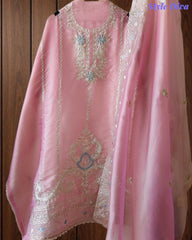 SD1114 - Elegant Shimmer Tissue Unstitched  Suit with Overall Gotta Work, Embroidery & Matching Dupatta