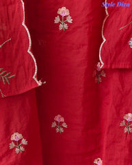 SD1111 - Elegant Crush Mul Cotton Unstitched Suit with Colorful Embroidery on Kurta & Dupatta