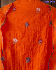 SD1136 - Elegant Mul Cotton Unstitched Suit with Colorful Cross Stitch Embroidery on Kurta & Dupatta