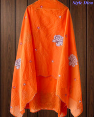 SD1136 - Elegant Mul Cotton Unstitched Suit with Colorful Cross Stitch Embroidery on Kurta & Dupatta