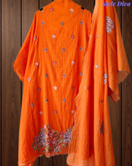 SD1136 - Elegant Mul Cotton Unstitched Suit with Colorful Cross Stitch Embroidery on Kurta & Dupatta