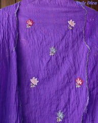 SD1136 - Elegant Mul Cotton Unstitched Suit with Colorful Cross Stitch Embroidery on Kurta & Dupatta