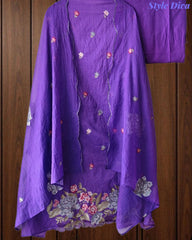 SD1136 - Elegant Mul Cotton Unstitched Suit with Colorful Cross Stitch Embroidery on Kurta & Dupatta
