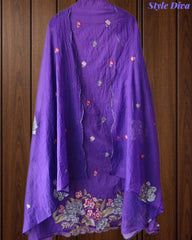 SD1136 - Elegant Mul Cotton Unstitched Suit with Colorful Cross Stitch Embroidery on Kurta & Dupatta