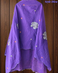 SD1136 - Elegant Mul Cotton Unstitched Suit with Colorful Cross Stitch Embroidery on Kurta & Dupatta