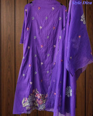 SD1136 - Elegant Mul Cotton Unstitched Suit with Colorful Cross Stitch Embroidery on Kurta & Dupatta