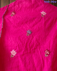 SD1136 - Elegant Mul Cotton Unstitched Suit with Colorful Cross Stitch Embroidery on Kurta & Dupatta