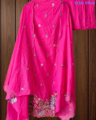 SD1136 - Elegant Mul Cotton Unstitched Suit with Colorful Cross Stitch Embroidery on Kurta & Dupatta