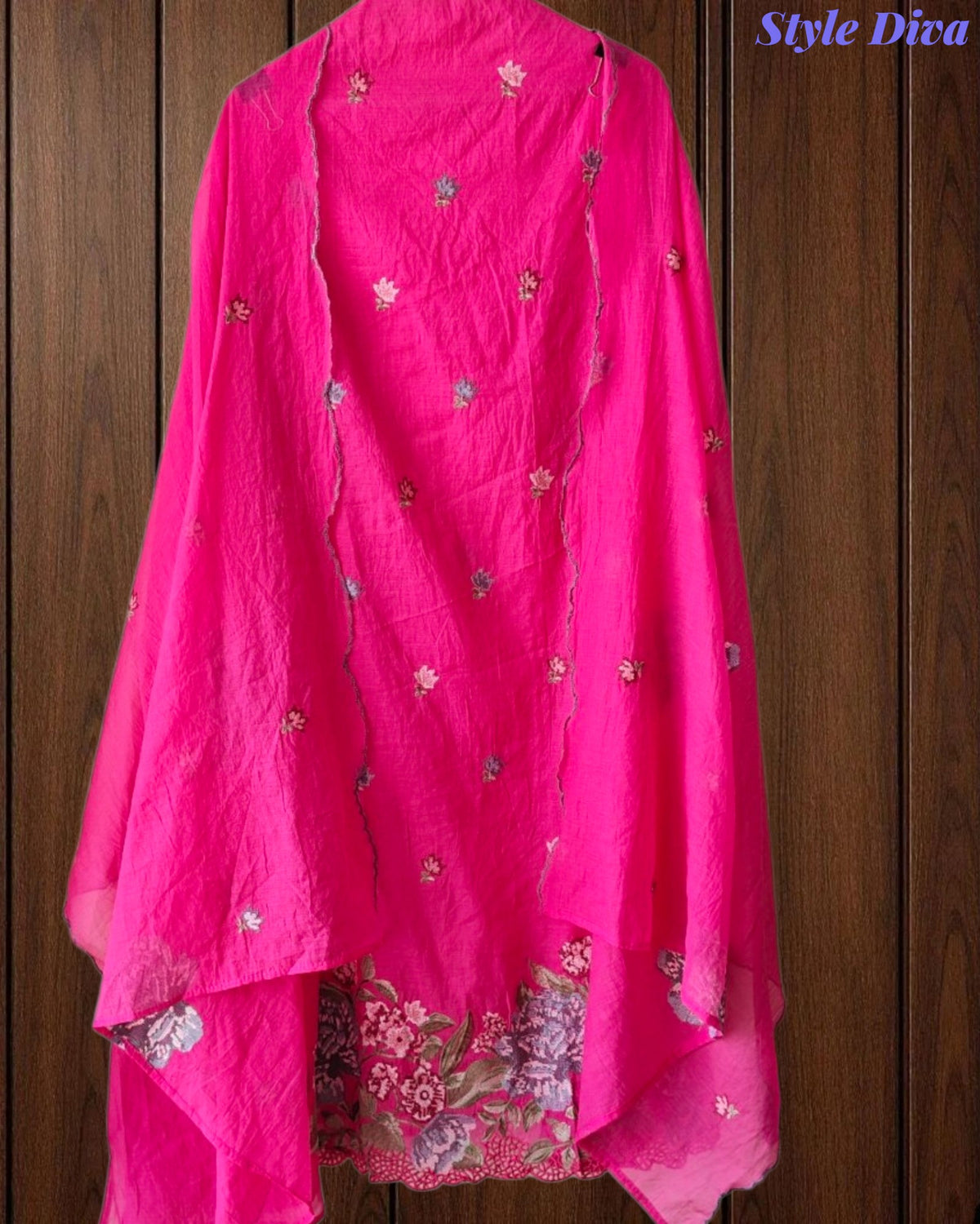 SD1136 - Elegant Mul Cotton Unstitched Suit with Colorful Cross Stitch Embroidery on Kurta & Dupatta