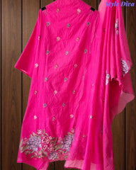 SD1136 - Elegant Mul Cotton Unstitched Suit with Colorful Cross Stitch Embroidery on Kurta & Dupatta