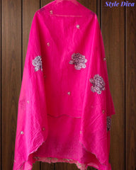 SD1136 - Elegant Mul Cotton Unstitched Suit with Colorful Cross Stitch Embroidery on Kurta & Dupatta