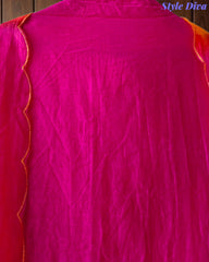 SD1103 - Mul Cotton Ombre Unstitched Suit with Laser Cut Embroidery & Applique Organza Dupatta