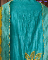 SD1103 - Mul Cotton Ombre Unstitched Suit with Laser Cut Embroidery & Applique Organza Dupatta