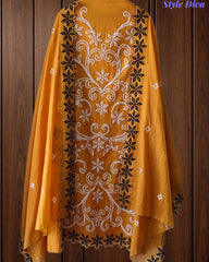SD1129 - Designer Mul Cotton Unstitched  Suit Set with Laser Cut Work