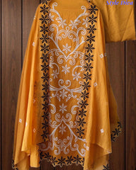 SD1129 - Designer Mul Cotton Unstitched  Suit Set with Laser Cut Work