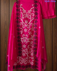 SD1129 - Designer Mul Cotton Unstitched  Suit Set with Laser Cut Work