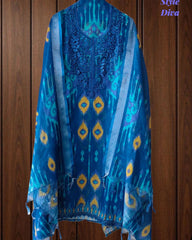SD1141 - Linen Digital Printed Unstitched Suit with Crochet Lacing & Tasselled Dupatta