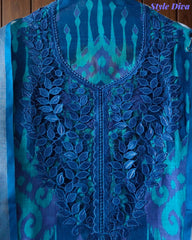 SD1141 - Linen Digital Printed Unstitched Suit with Crochet Lacing & Tasselled Dupatta
