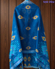 SD1141 - Linen Digital Printed Unstitched Suit with Crochet Lacing & Tasselled Dupatta