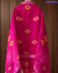 SD1141 - Linen Digital Printed Unstitched Suit with Crochet Lacing & Tasselled Dupatta