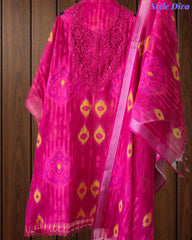 SD1141 - Linen Digital Printed Unstitched Suit with Crochet Lacing & Tasselled Dupatta
