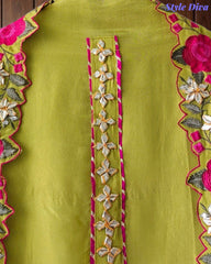 SD1106 - Shimmer Tissue Unstitched Suit with Gotta Work, Embroidery & Scalloped Embroidery Dupatta –