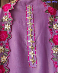 SD1106 - Shimmer Tissue Unstitched Suit with Gotta Work, Embroidery & Scalloped Embroidery Dupatta