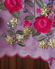 SD1106 - Shimmer Tissue Unstitched Suit with Gotta Work, Embroidery & Scalloped Embroidery Dupatta