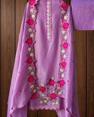 SD1106 - Shimmer Tissue Unstitched Suit with Gotta Work, Embroidery & Scalloped Embroidery Dupatta