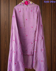 SD1106 - Shimmer Tissue Unstitched Suit with Gotta Work, Embroidery & Scalloped Embroidery Dupatta