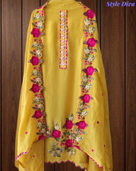 SD1106 - Shimmer Tissue Unstitched Suit with Gotta Work, Embroidery & Scalloped Embroidery Dupatta