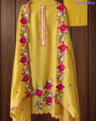 SD1106 - Shimmer Tissue Unstitched Suit with Gotta Work, Embroidery & Scalloped Embroidery Dupatta