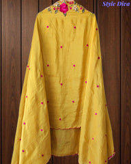 SD1106 - Shimmer Tissue Unstitched Suit with Gotta Work, Embroidery & Scalloped Embroidery Dupatta