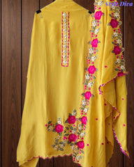 SD1106 - Shimmer Tissue Unstitched Suit with Gotta Work, Embroidery & Scalloped Embroidery Dupatta