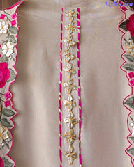 SD1106 - Shimmer Tissue Unstitched Suit with Gotta Work, Embroidery & Scalloped Embroidery Dupatta