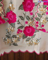 SD1106 - Shimmer Tissue Unstitched Suit with Gotta Work, Embroidery & Scalloped Embroidery Dupatta