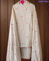 SD1106 - Shimmer Tissue Unstitched Suit with Gotta Work, Embroidery & Scalloped Embroidery Dupatta