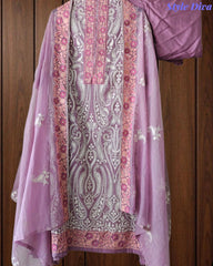 SD1134 - Mul Cotton Unstitched Suit with Overall Jal Embroidery & Matching Embroidered Dupatta