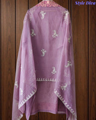 SD1134 - Mul Cotton Unstitched Suit with Overall Jal Embroidery & Matching Embroidered Dupatta